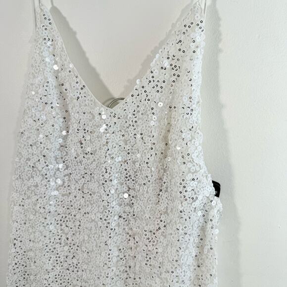 Lulu’s Force Of Fashion White Sequin Low Open Back Sequin Mini Dress XS Bride - Picture 7 of 15